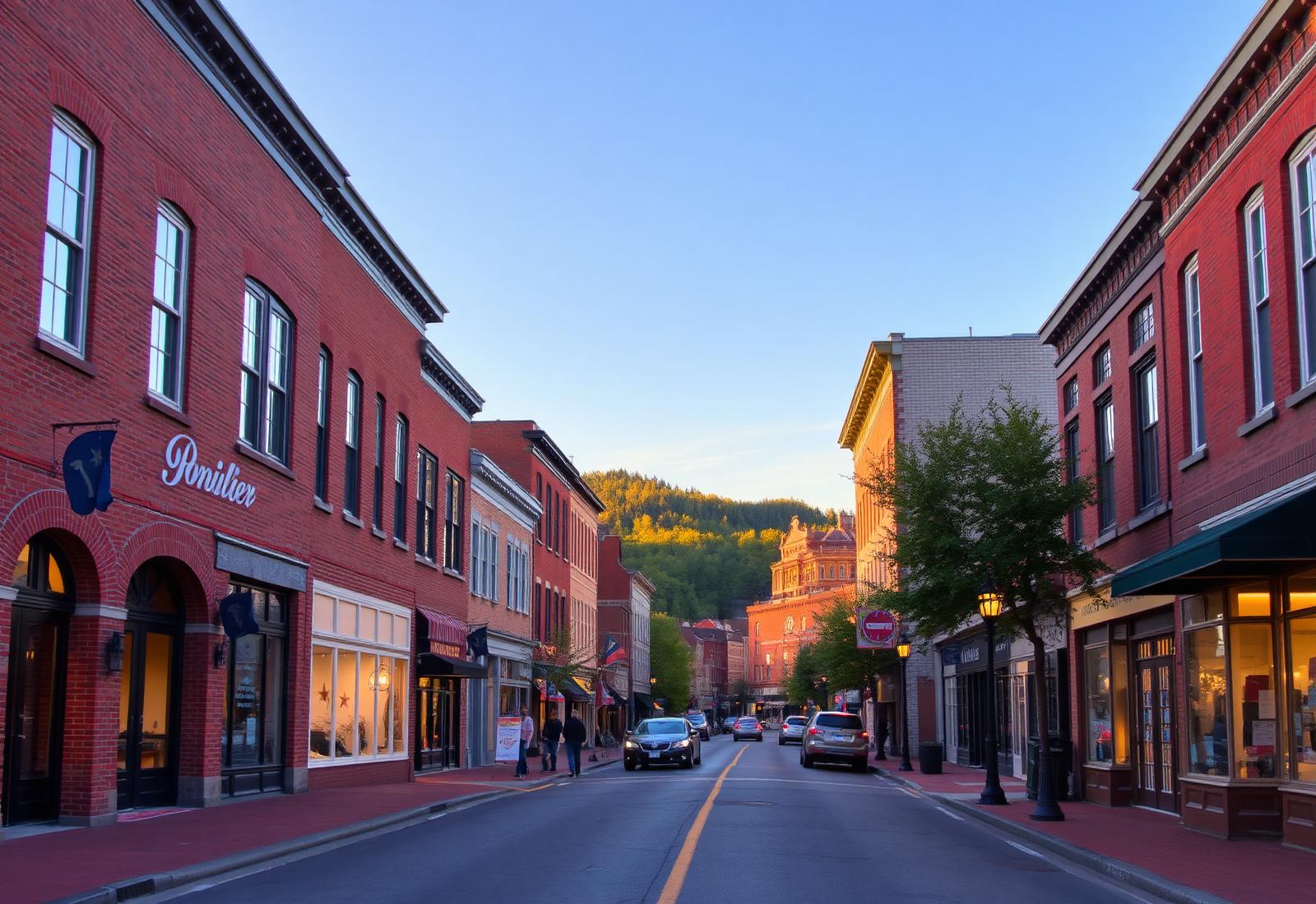 Downtown Montpelier, Vermont at golden hour